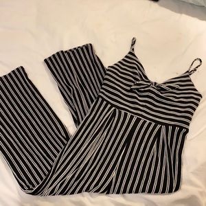 Black and White Striped Jumpsuit
